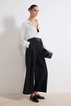Siyah Kemerli Culotte Dokuma Geniş Paça Pantolon TWOSS26PL00076