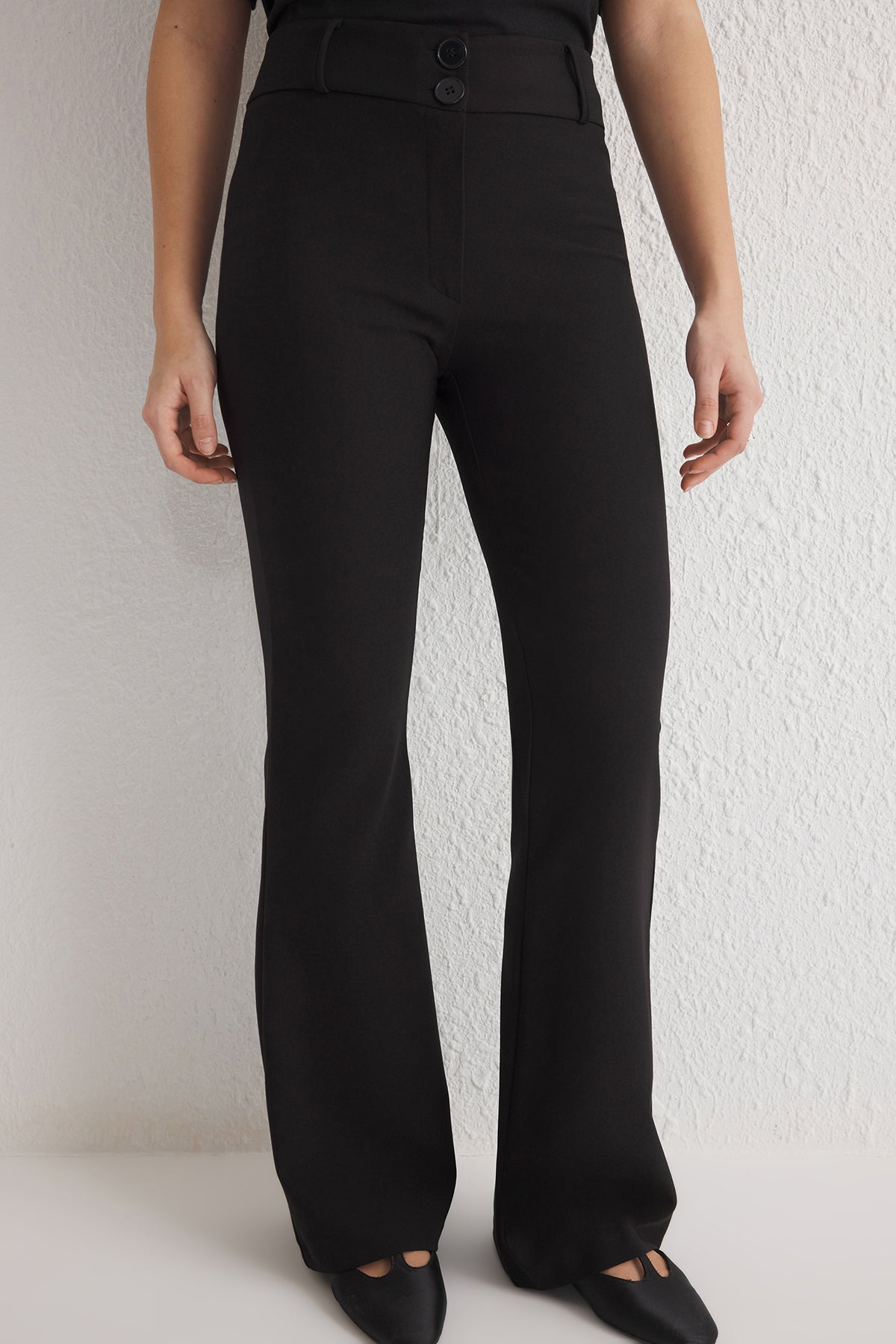 Trendyolmilla Vizon İspanyol Paça Normal Bel Dokuma Pantolon TWOSS25PL00065