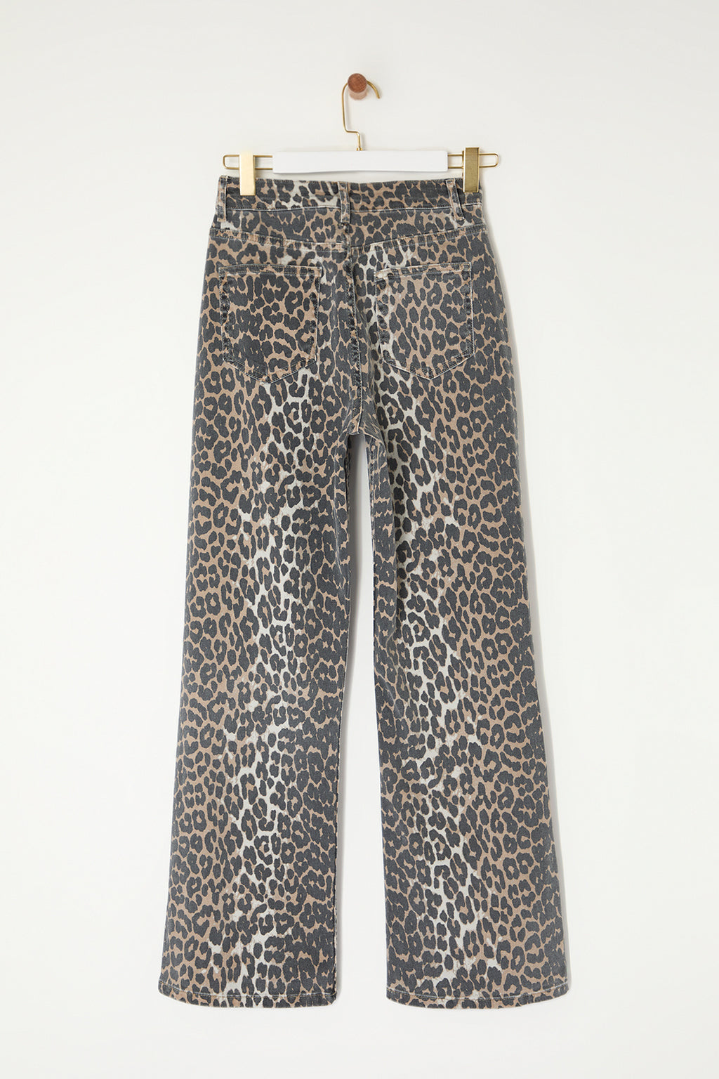 Trendyolmilla Çok Renkli Leopar Desenli Kahverengi Yüksek Bel Orta Esnek Wide Leg Jeans TWOAW25JE00309