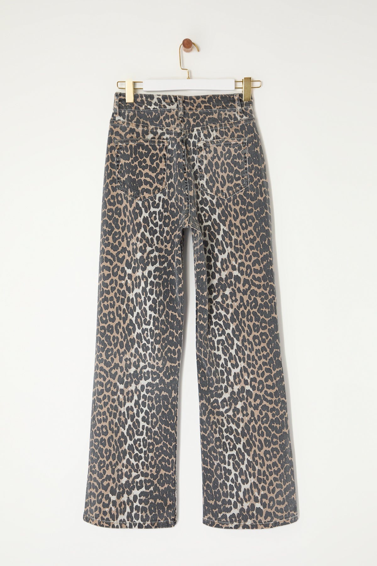 Trendyolmilla Çok Renkli Leopar Desenli Kahverengi Yüksek Bel Orta Esnek Wide Leg Jeans TWOAW25JE00309
