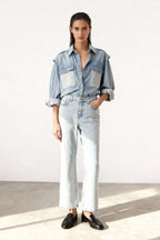 Trendyolmilla Mavi Yüksek Bel Düz Kesim Straight %100 Pamuk Non-Stretch Jeans TWOSS23JE00089