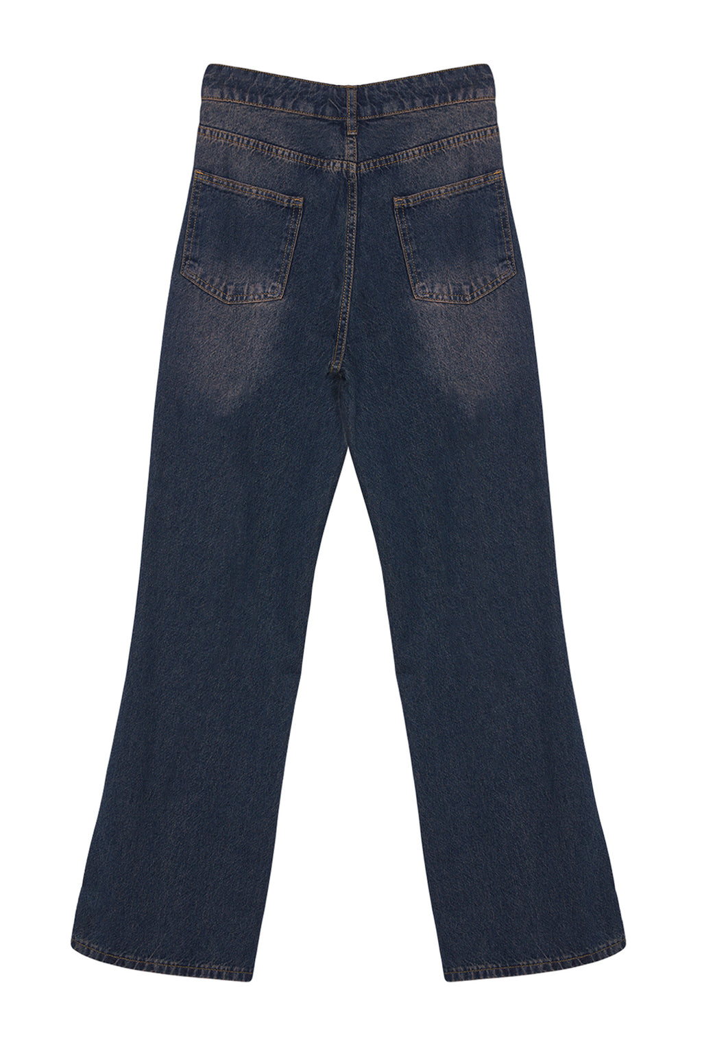 Koyu Mavi Yüksek Bel Geniş Paça Wide Leg Jeans %100 Pamuk Non-Stretch TWOAW24JE00313