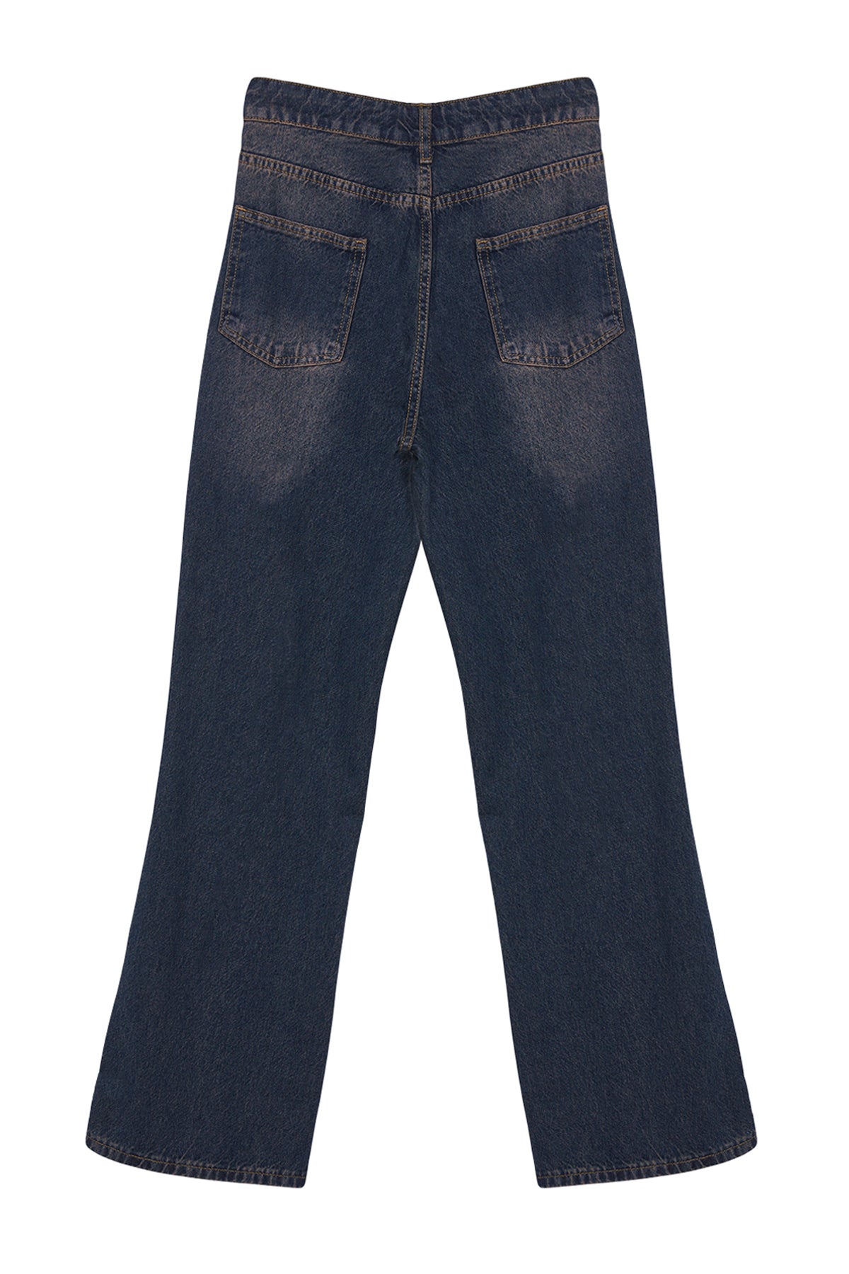 Koyu Mavi Yüksek Bel Geniş Paça Wide Leg Jeans %100 Pamuk Non-Stretch TWOAW24JE00313