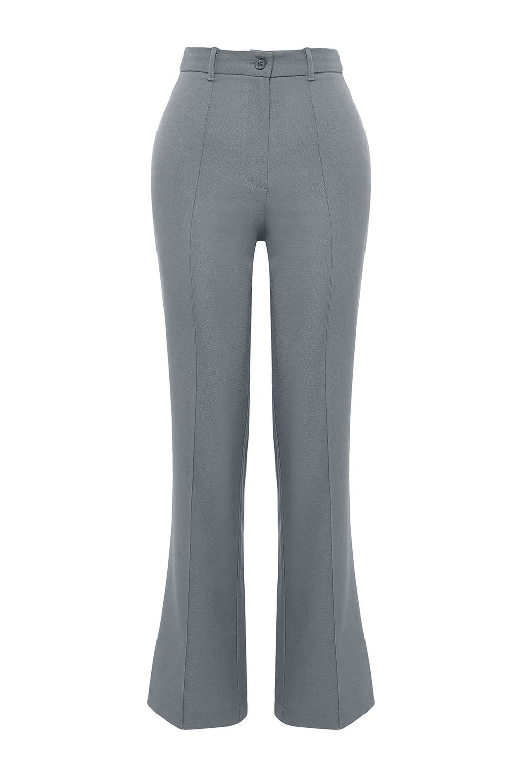 Trendyolmilla Indigo Straight/Düz Kesim Yüksek Bel Nervür Dikişli Dokuma Pantolon TWOSS21PL0093