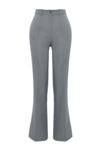 Trendyolmilla Indigo Straight/Düz Kesim Yüksek Bel Nervür Dikişli Dokuma Pantolon TWOSS21PL0093