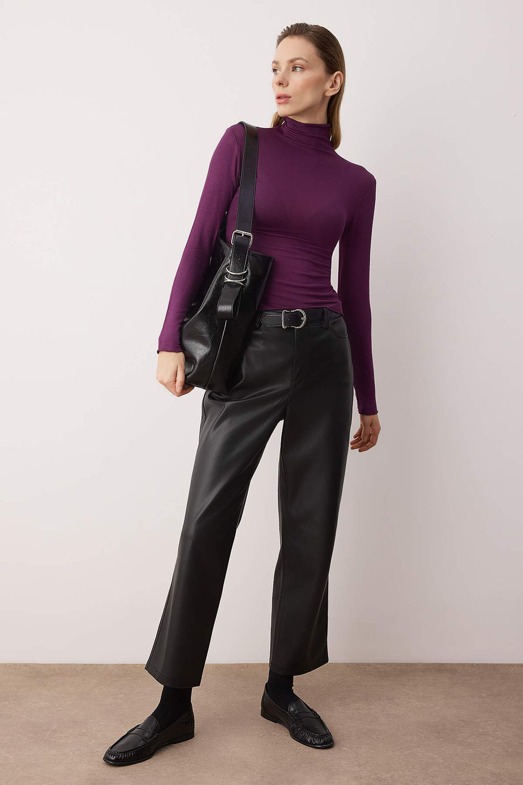 Trendyolmilla Gri Melanj Transparan Dik Yaka Esnek Normal Boy Örme Bluz TWOAW26BZ00266