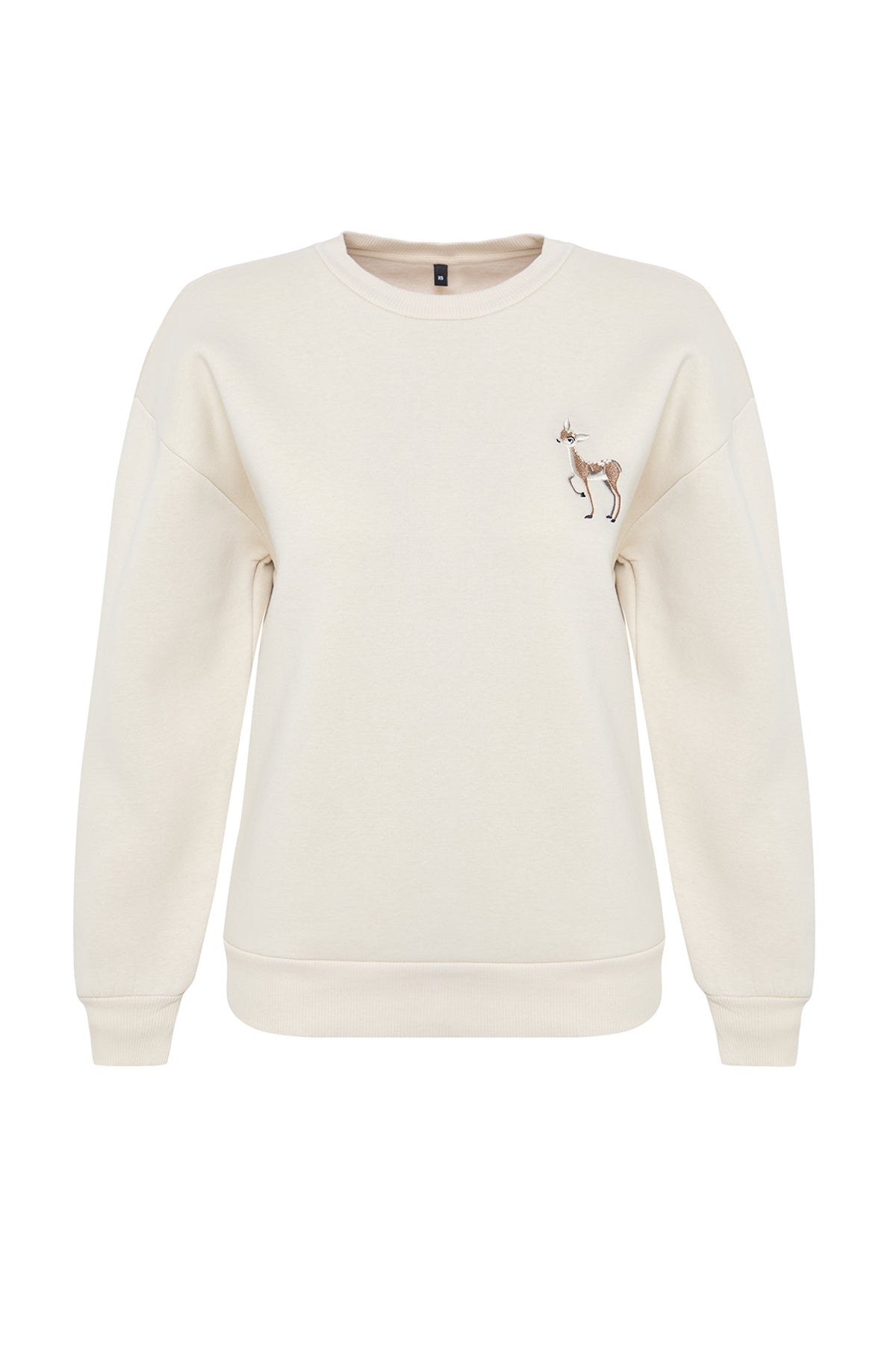 Trendyolmilla Siyah Animal Nakışlı Regular/Normal Kalıp Kalın İçi Polarlı Örme Sweatshirt TWOAW24SW00196
