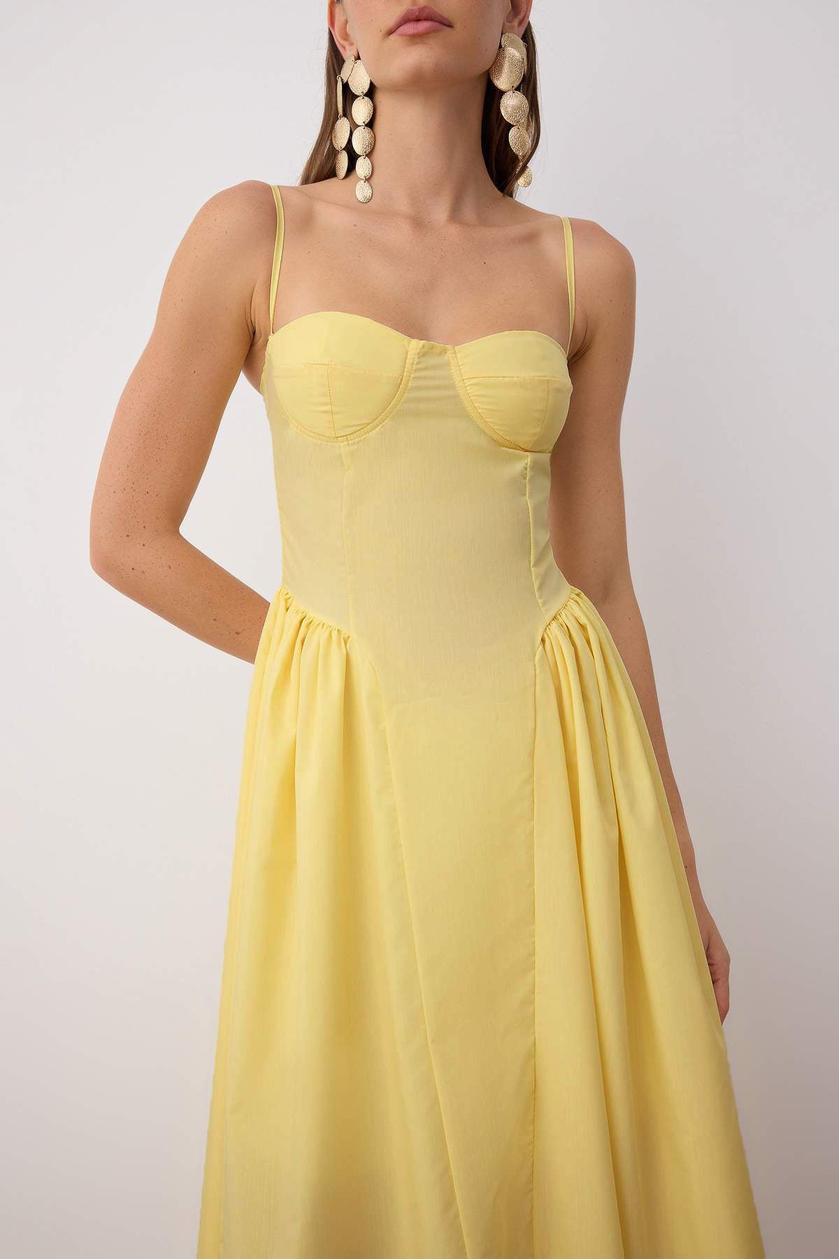 Trendyolmilla Açık Mavi A-Kesim Poplin Dokuma Midi Elbise TPRSS24EL00294
