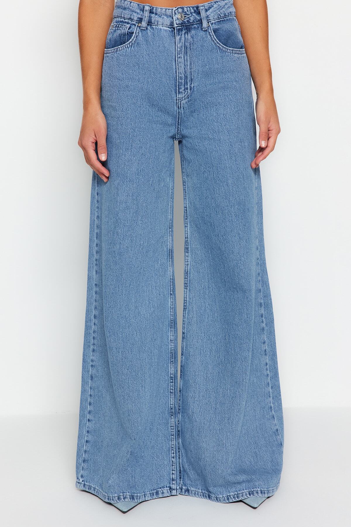 Mavi Yüksek Bel Ekstra Wide Leg Palazzo Geniş Paça %100 Pamuk Non-Stretch Jeans TWOSS23JE00286