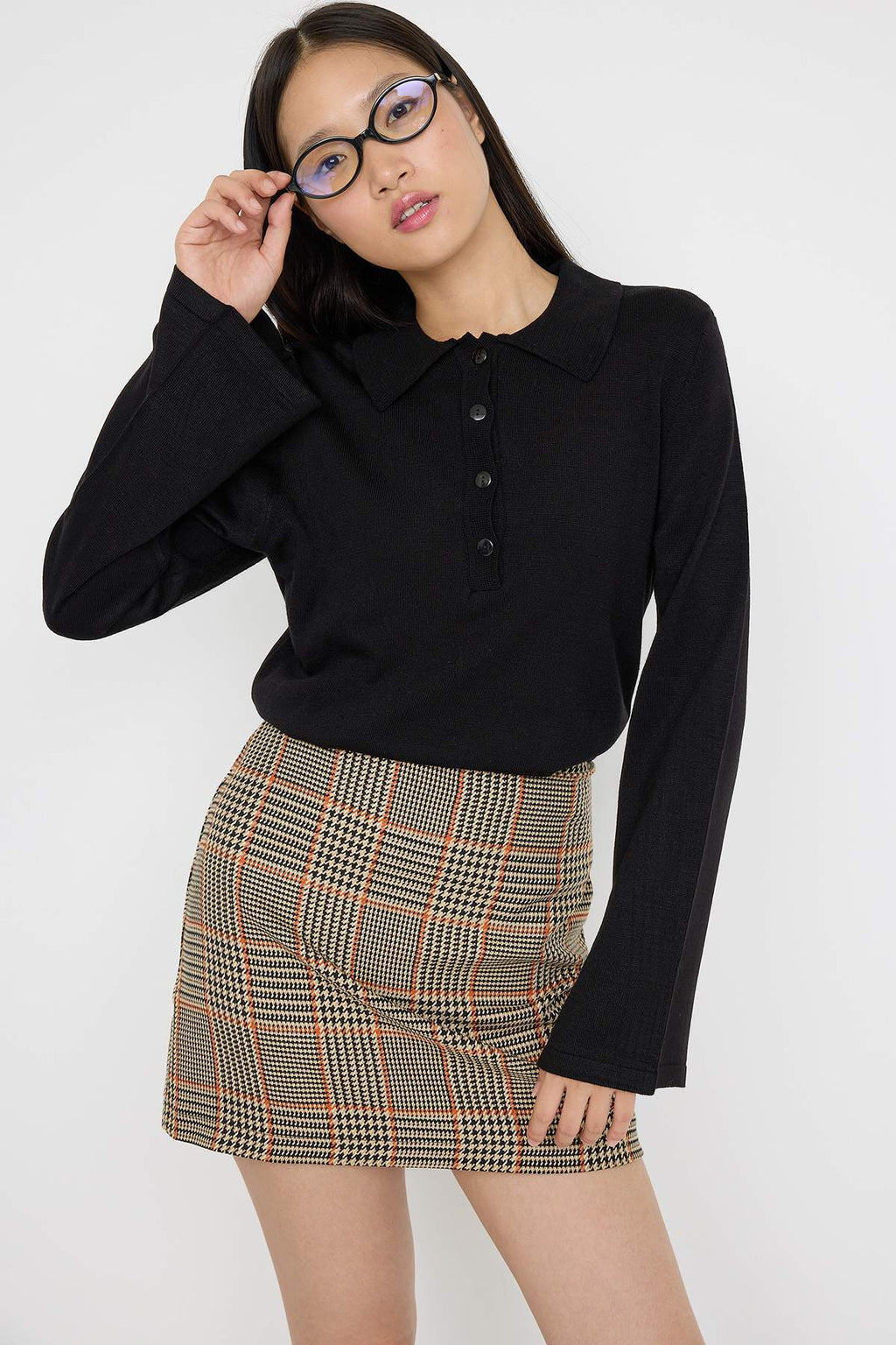 Trendyolmilla Teen Siyah*001 Polo Yaka Düz Triko Kazak TWOAW26KZ00121