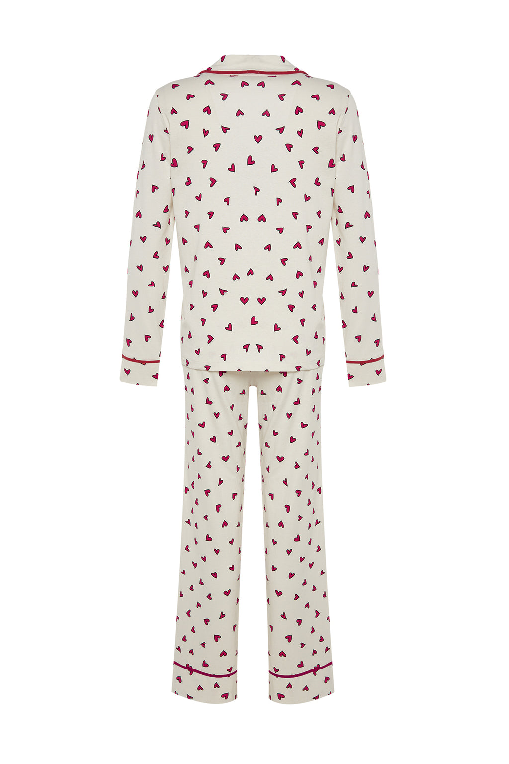 Trendyolmilla Bej %100 Pamuklu Kalpli Biyeli Örme Pijama Takımı THMAW24PT00103