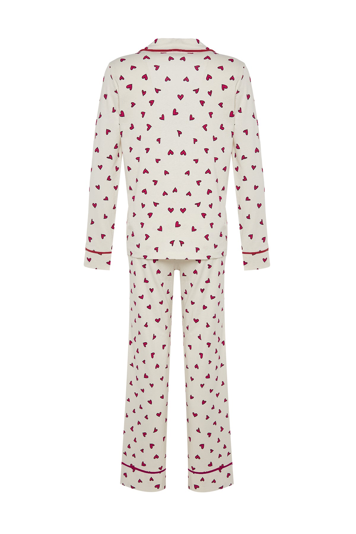 Trendyolmilla Bej %100 Pamuklu Kalpli Biyeli Örme Pijama Takımı THMAW24PT00103