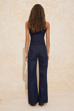 Koyu Mavi DÖKÜMLÜ Normal Bel %100 Pamuk Wide Leg Jeans TWOSS26JE00062