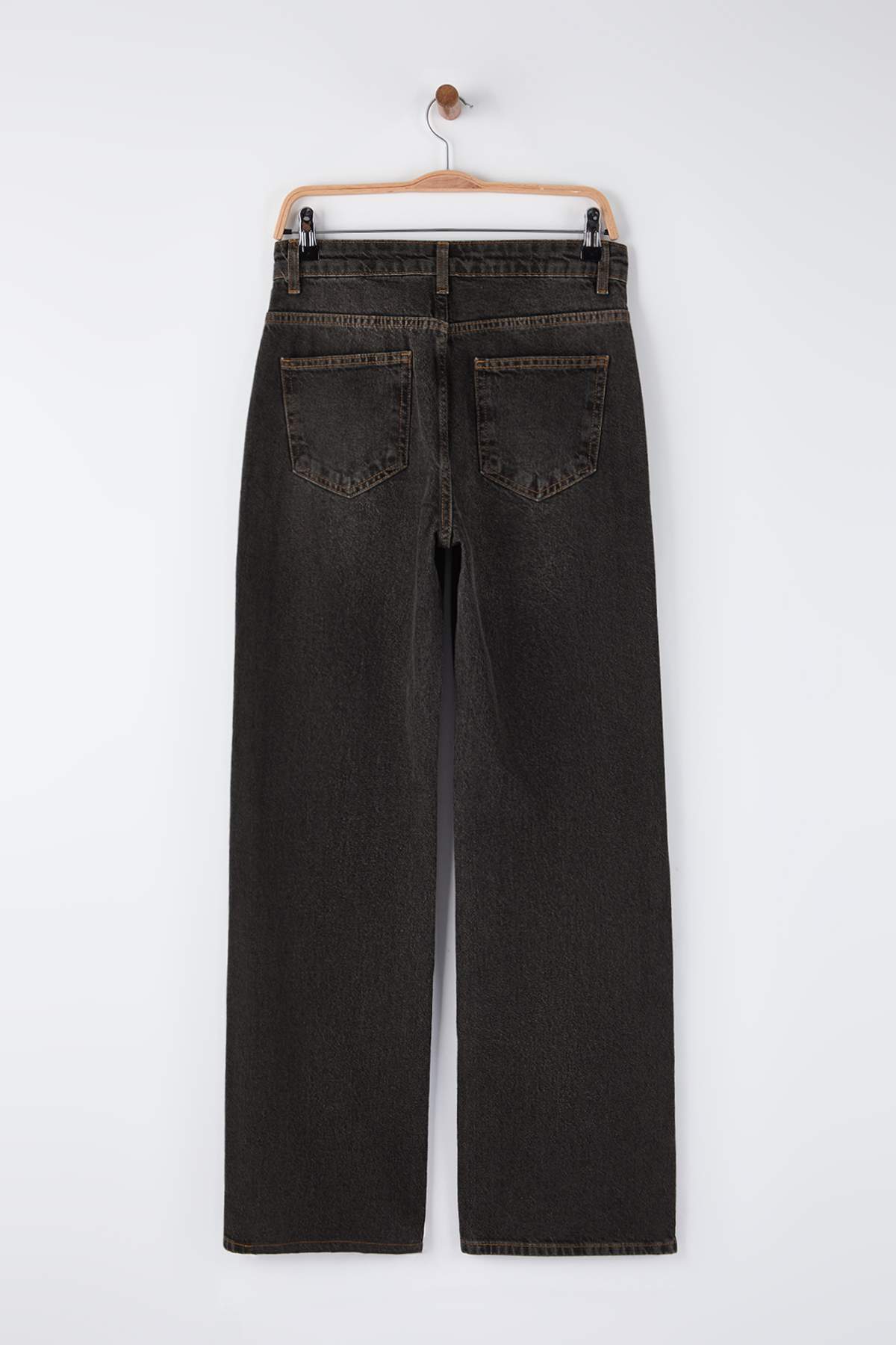 Trendyolmilla Antrasit Yüksek Bel Vintage Yıkama Geniş Paça Wide Leg Jeans TWOAW26JE00124
