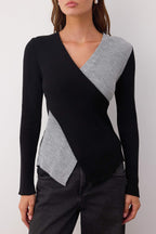 Trendyolmilla Saks*001 Fitted/Vücuda Oturan Kruvaze İnce Triko Kazak TWOAW26KZ00178