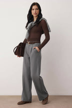 Trendyolmilla Kahvereng Kalın Tuşeli/Kışlık Wideleg Geniş Paça Dokuma Pantolon TWOAW26PL00160