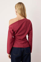 Trendyolmilla Ördek Başı Yeşili Aksesuar Detaylı Düşük Omuz Dokuma Bluz TWOAW26BZ00280