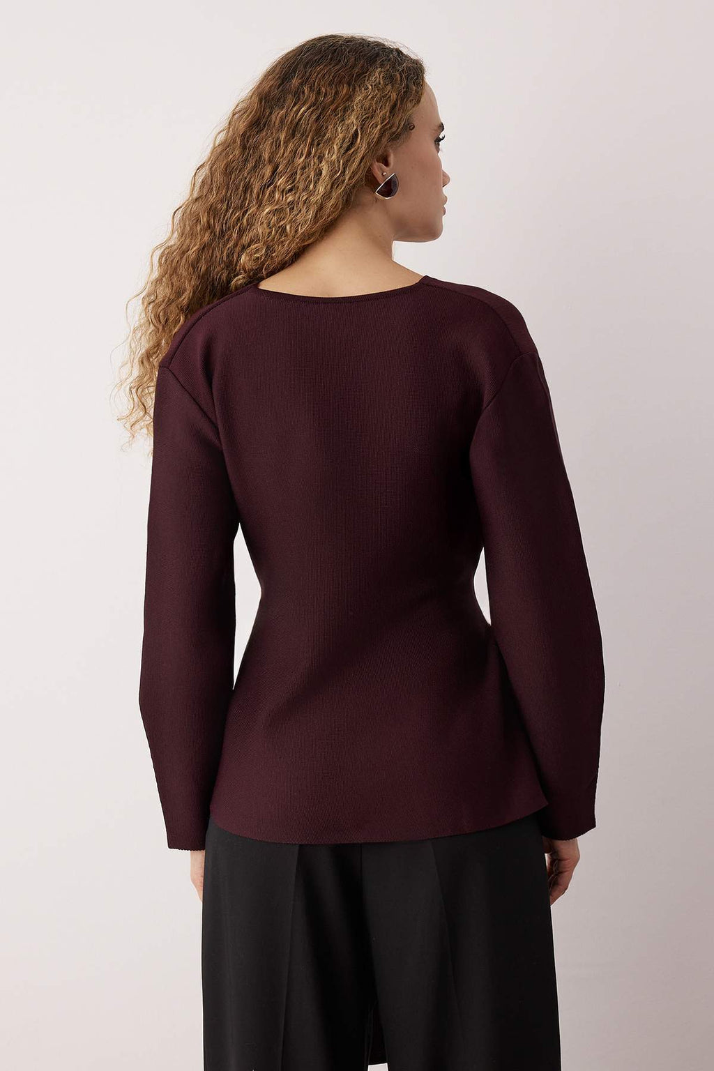 Trendyolmilla Bordo Kruvaze Bağlama Detaylı Triko Hırka TWOAW26HI00241