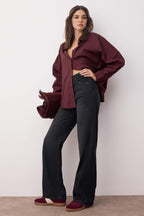 Siyah Yüksek Bel Wide Leg Geniş Paça %100 Pamuk Non-Stretch Jeans TWOAW24JE00073