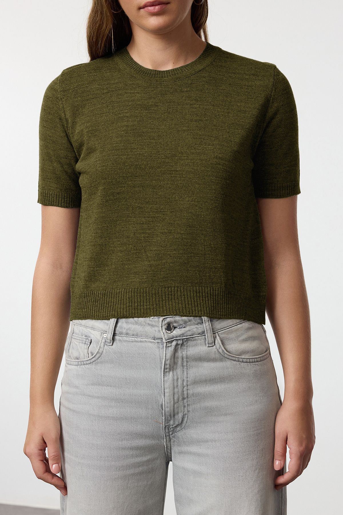 Trendyolmilla Haki Basic Hırka-Bluz Triko Hırka TWOAW25HI00216