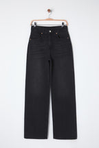 Siyah Yüksek Bel Wide Leg Geniş Paça %100 Pamuk Non-Stretch Jeans TWOSS25JE00060