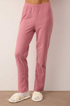 Trendyolmilla Lacivert Puantiyeli Hayvan Baskılı Polar Kışlık Örme Pijama Takımı THMAW24PT00176