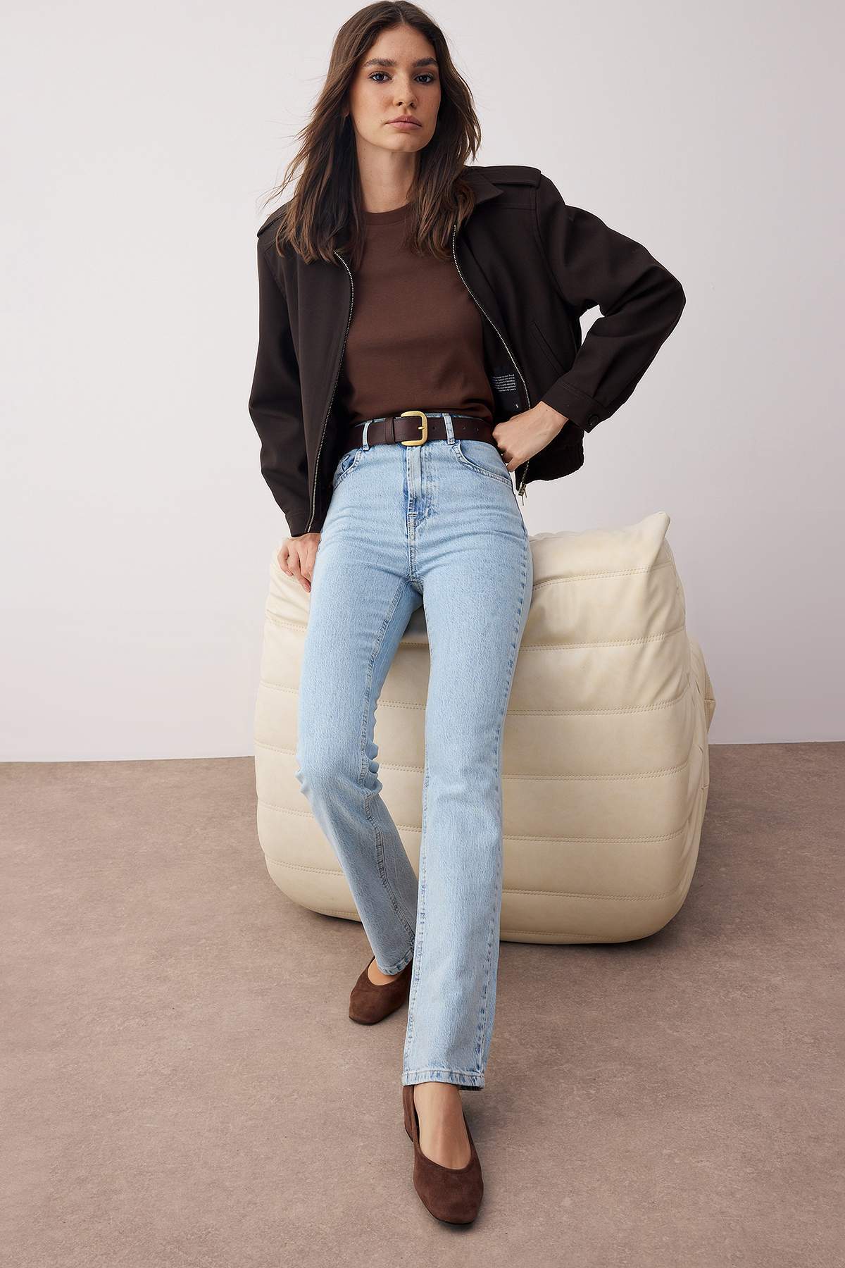 Açık Mavi Yüksek Bel Straight Düz Kesim Comfort Jeans TWOAW26JE00184 Main image