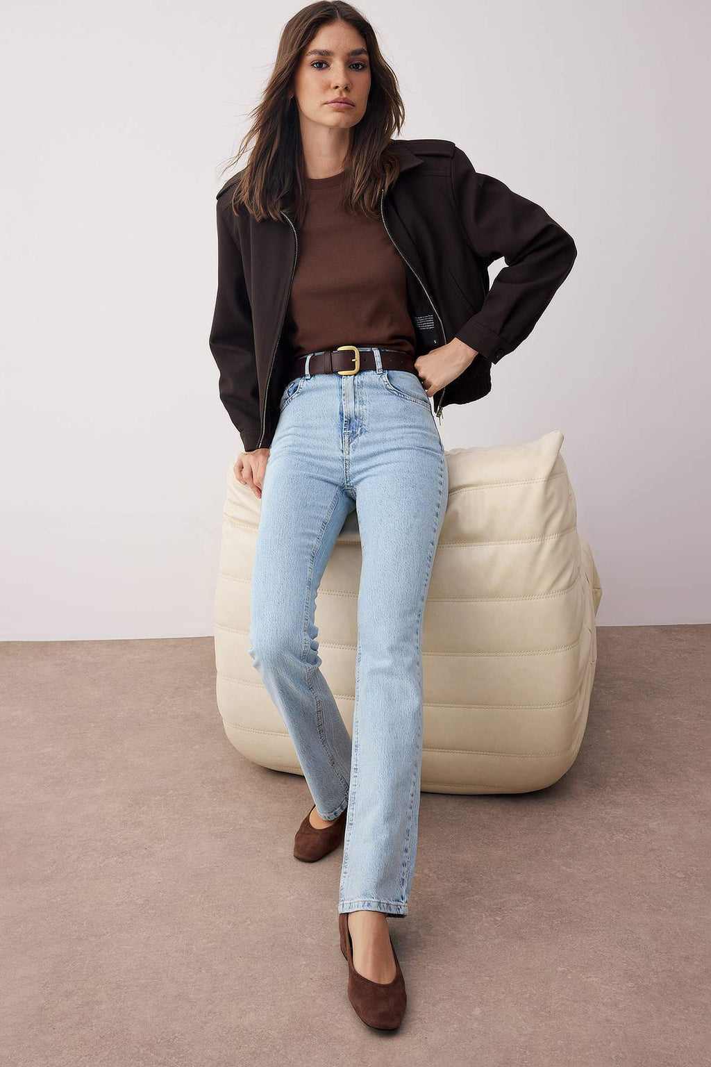 Açık Mavi Yüksek Bel Straight Düz Kesim Comfort Jeans TWOAW26JE00184