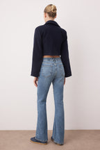 Trendyolmilla Mavi Yüksek Bel Comfort/Esnek Flare İspanyol Paça Jeans TWOSS25JE00101