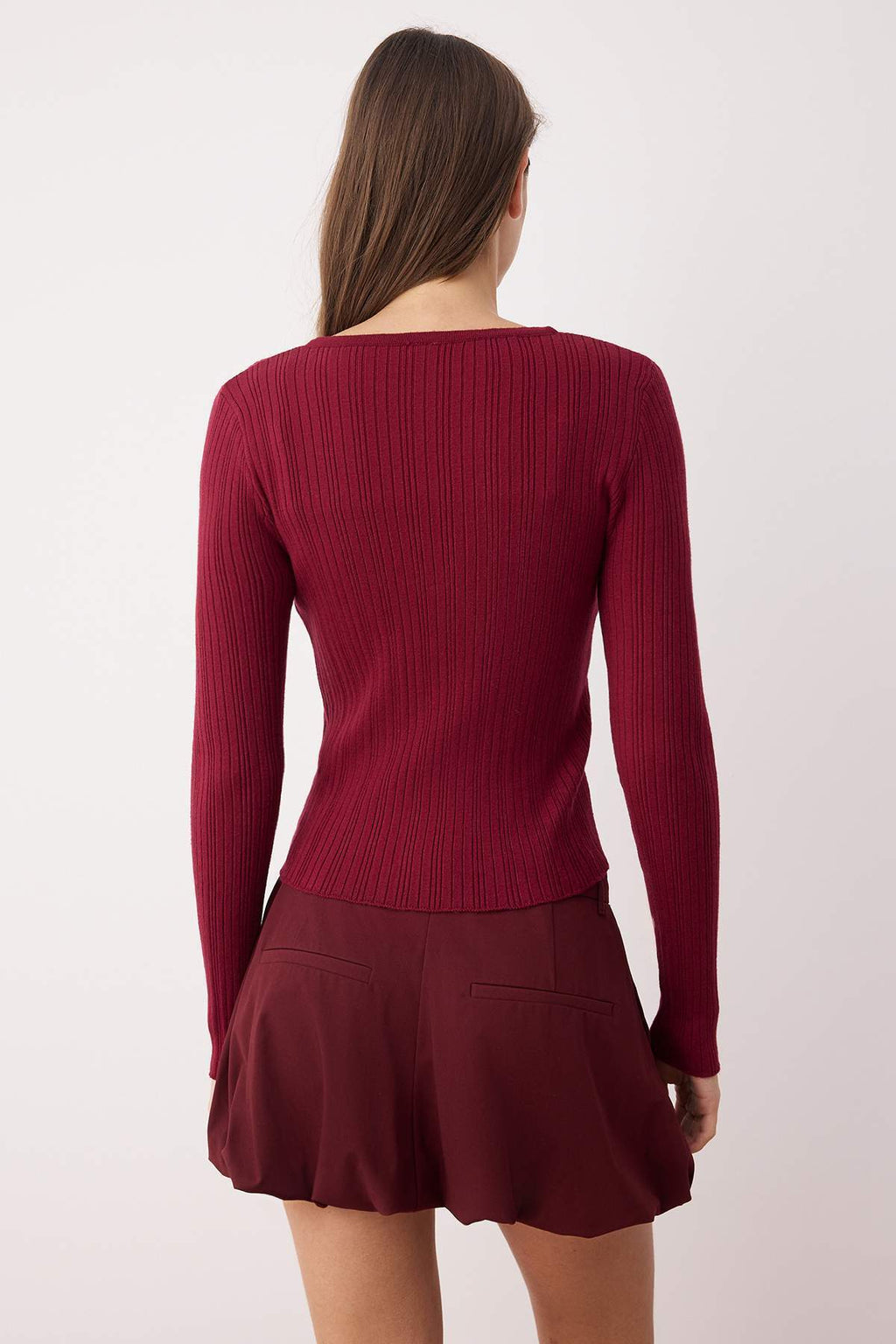 Trendyolmilla Sarı 2'li Fitilli Premium/Özel İplikli Yumuşak Dokulu Triko Hırka-Bluz Takım TWOAW26HI00003