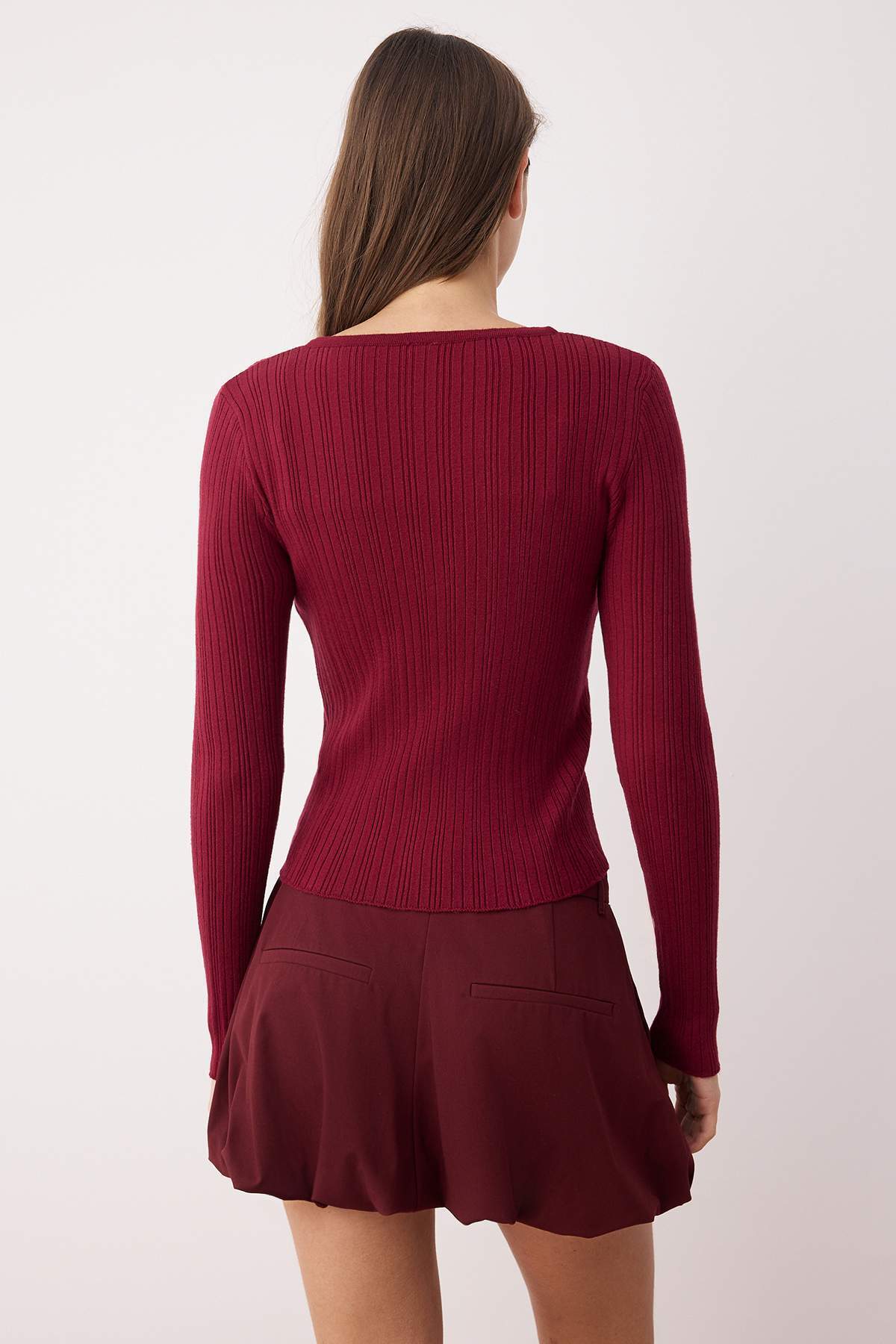 Trendyolmilla Sarı 2'li Fitilli Premium/Özel İplikli Yumuşak Dokulu Triko Hırka-Bluz Takım TWOAW26HI00003