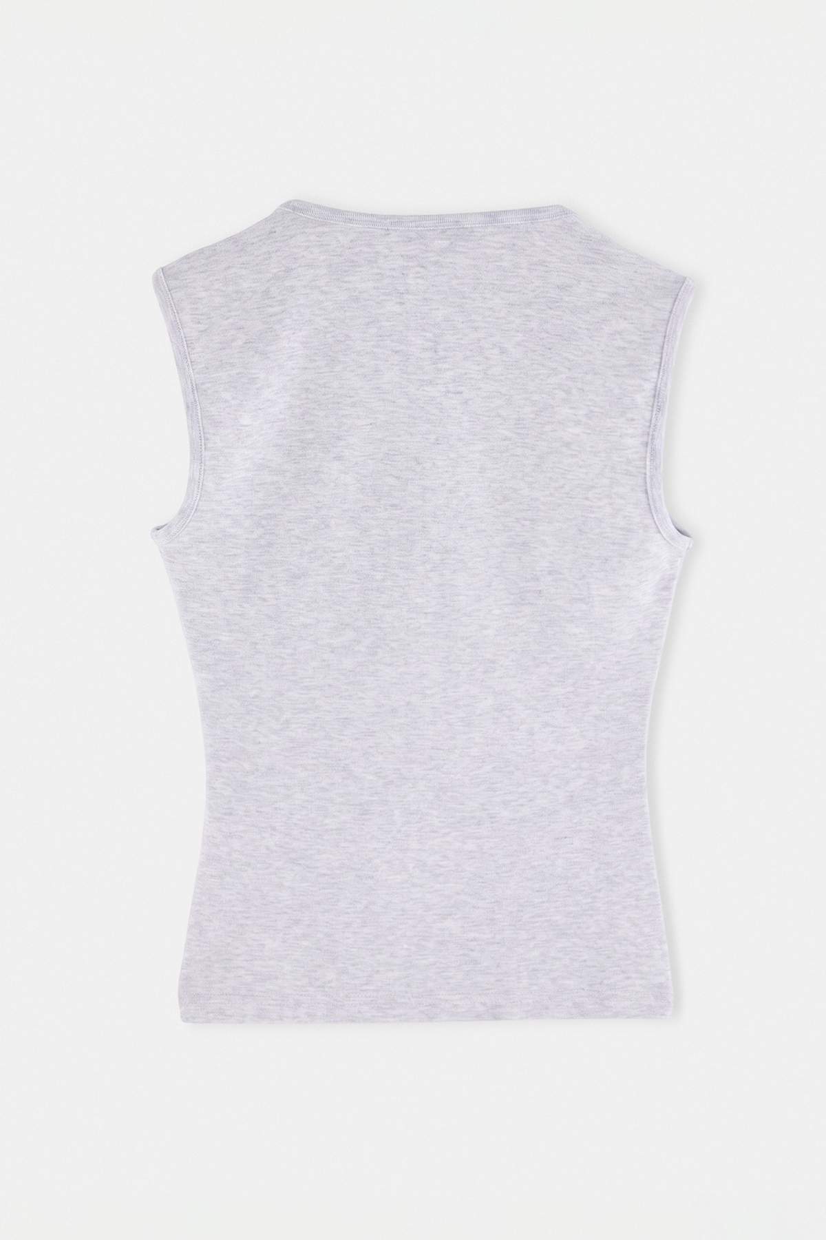 heather grey plain fitted keyhole neck crescent sleeve
