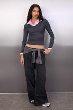 Trendyolmilla Kahverengi Ekose/Kareli Fitted/Vücuda Oturan Dokuma Detaylı Örme Bluz TWOAW26BZ00008