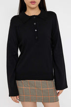 Trendyolmilla Teen Siyah*001 Polo Yaka Düz Triko Kazak TWOAW26KZ00121