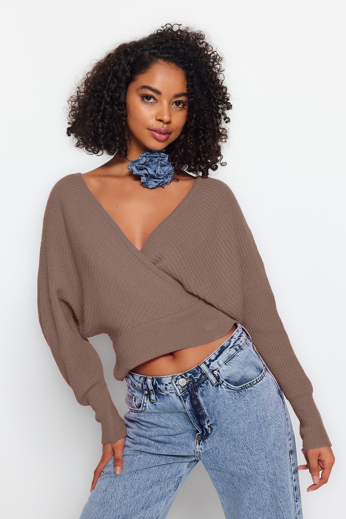 Trendyolmilla Vizon Kruvaze Triko Kazak TWOAW21KZ1277 Secondary image