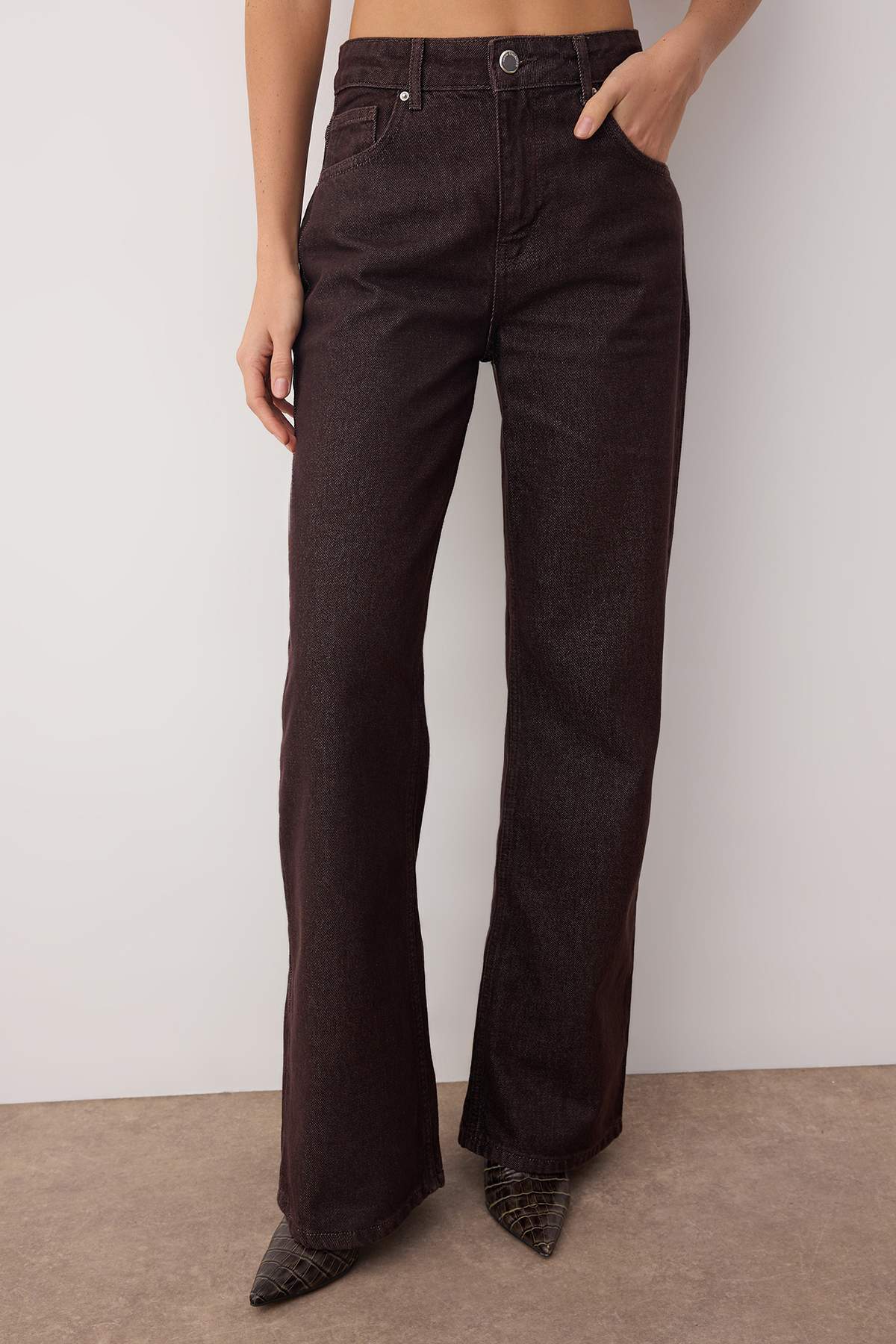 Trendyolmilla Koyu Mavi Yüksek Bel Geniş Paça Wide Leg Jeans TWOAW26JE00119