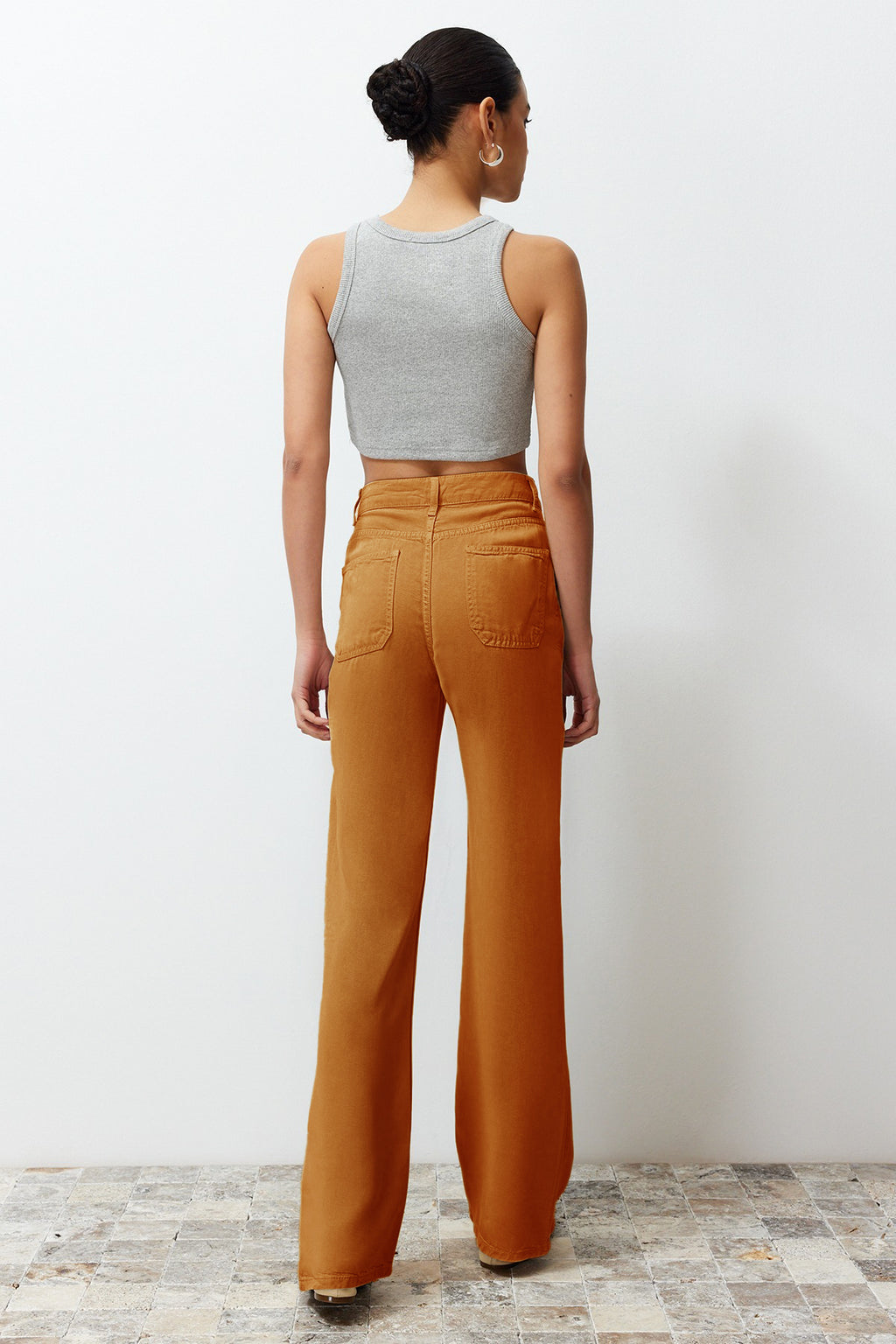 Trendyolmilla More Sustainable Mint %100 Tencel™ Düşük Bel Wide Leg Jeans TWOSS23JE00219