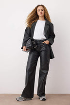 Siyah Kaplama Yüksek Bel Wide Leg Jeans TWOAW26JE00156