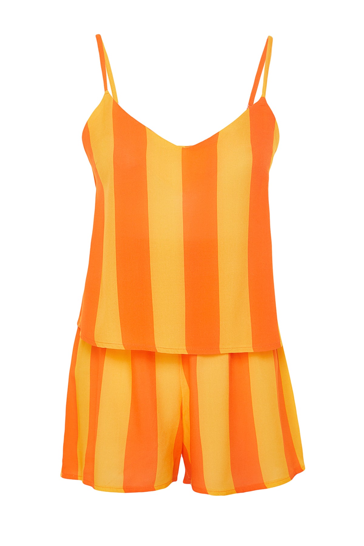 Trendyolmilla Çok Renkli Çizgili İp Askılı Viskon Şortlu Dokuma Pijama Takımı THMSS23PT00225