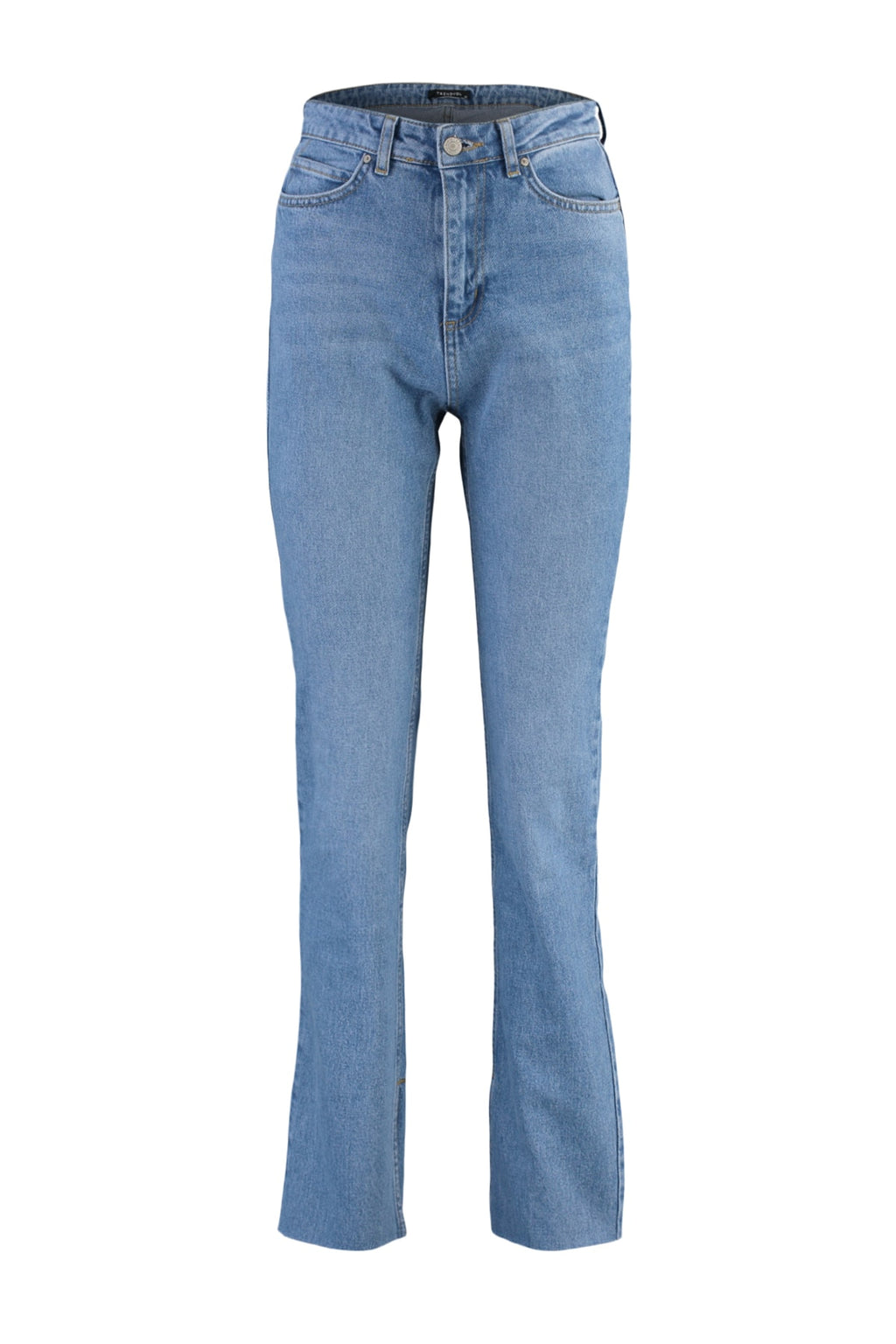 Trendyolmilla Lacivert Yırtmaçlı Yüksek Bel Comfort/Esnek Flare İspanyol Paça Jeans TWOAW22JE0382
