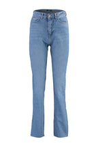 Trendyolmilla Lacivert Yırtmaçlı Yüksek Bel Comfort/Esnek Flare İspanyol Paça Jeans TWOAW22JE0382