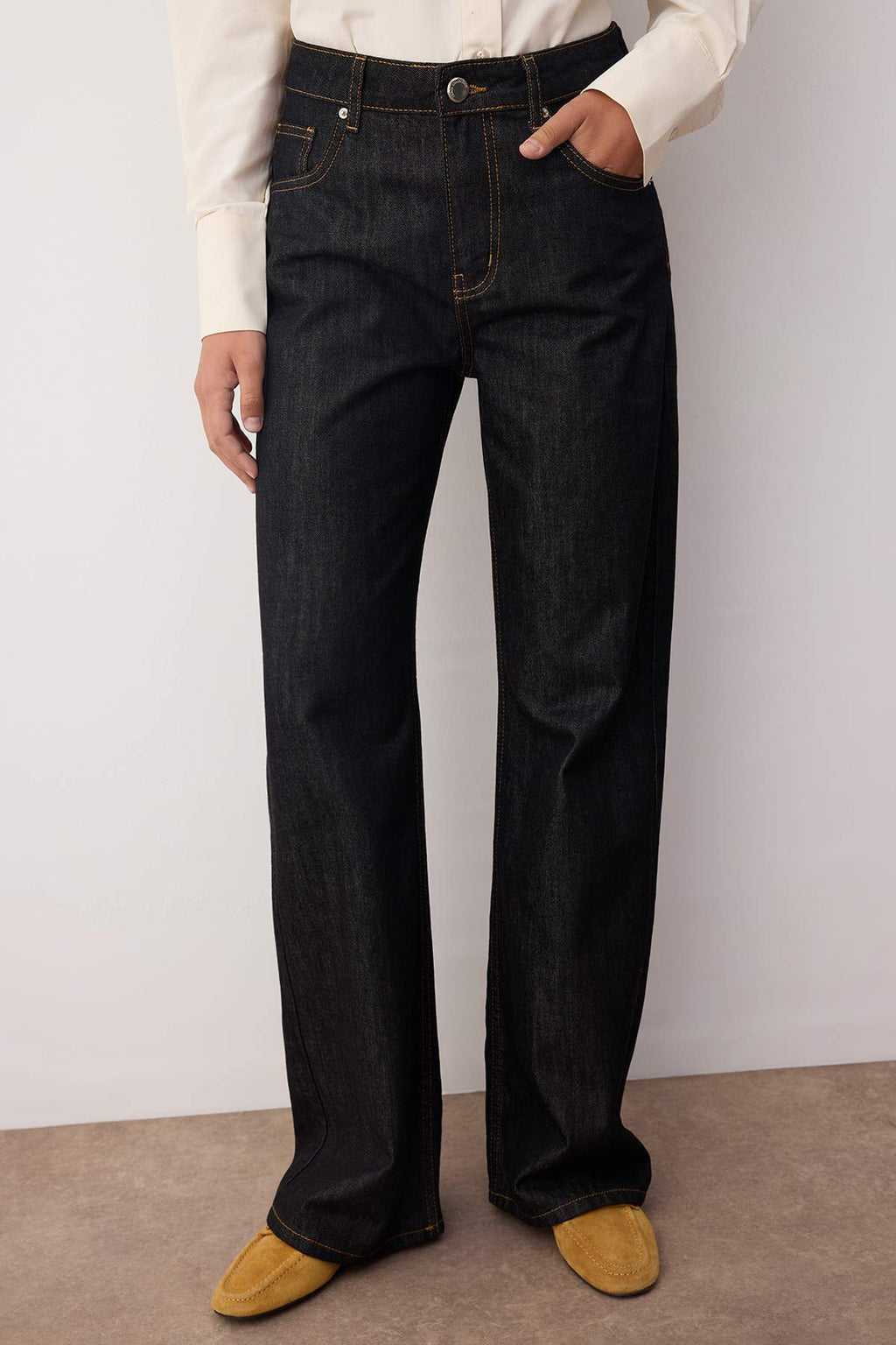 Siyah Yüksek Bel Geniş Paça Wide Leg Jeans TWOAW26JE00070
