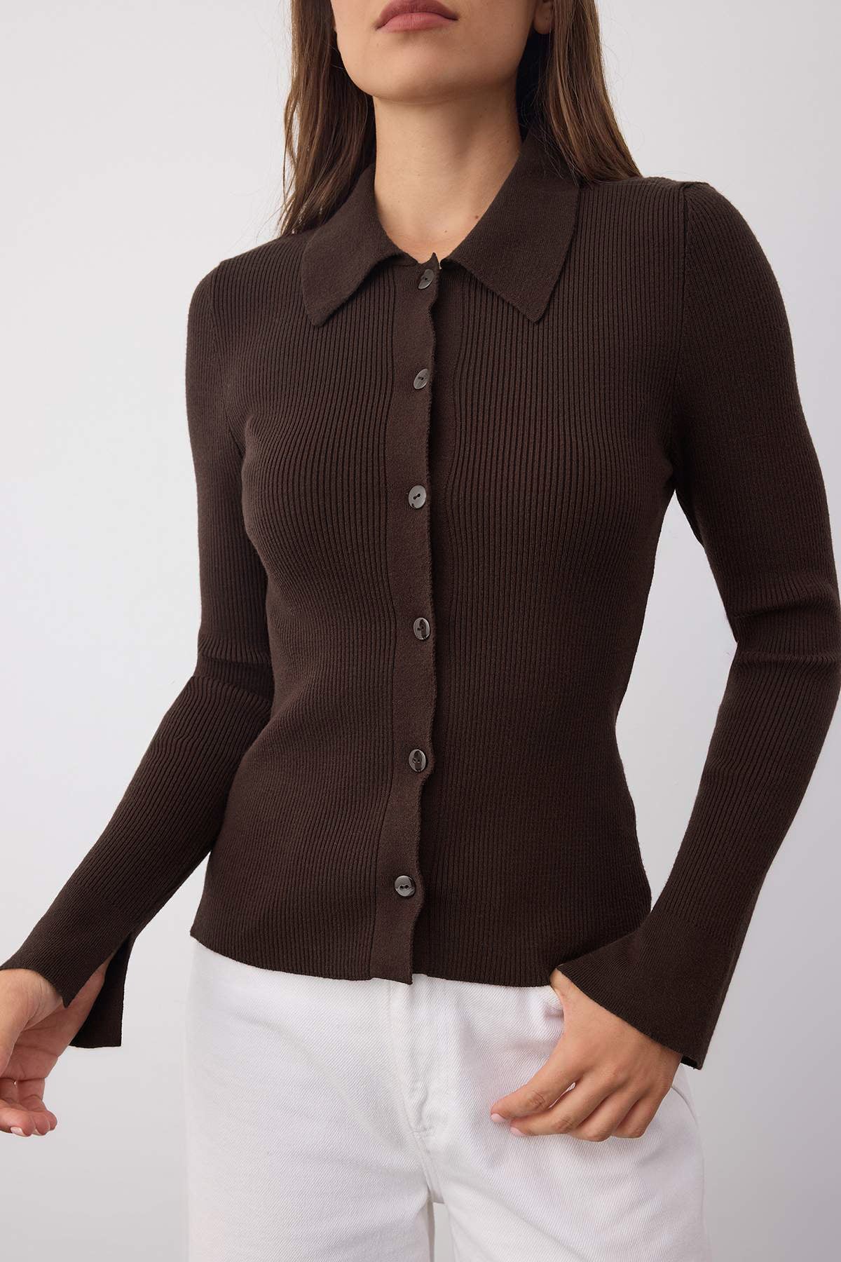 Trendyolmilla Wardrobe Essentials Kırmızı Premium İplik Polo Yaka Triko Hırka | TWOAW26HI00225