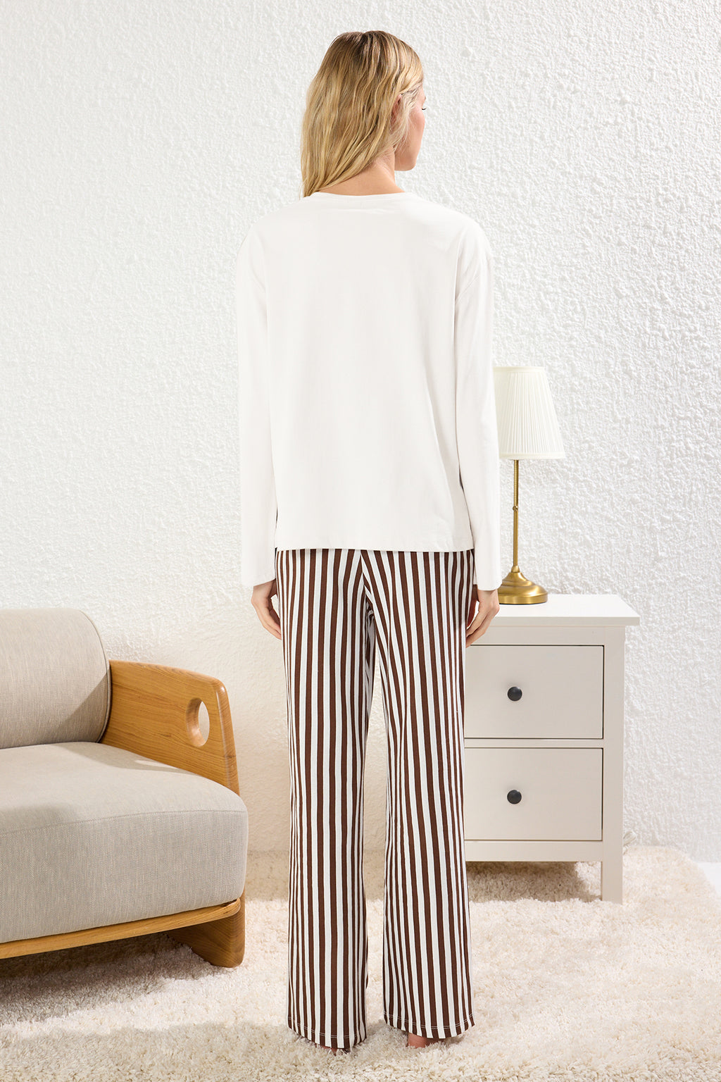 Trendyolmilla Mint %100 Pamuklu Çizgili Ayıcıklı Örme Pijama Takımı THMAW25PT00171