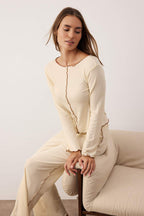 Taş Baby Overloklu Fitilli Örme Pijama Takımı THMAW26PT00122