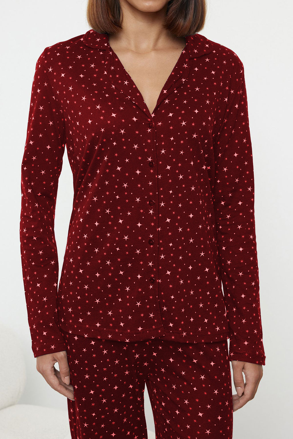 Trendyolmilla Lacivert %100 Pamuklu Galaksi Desenli Örme Pijama Takımı THMAW25PT00097