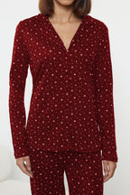 Trendyolmilla Lacivert %100 Pamuklu Galaksi Desenli Örme Pijama Takımı THMAW25PT00097