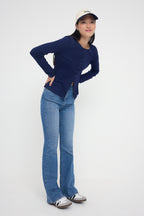 Trendyolmilla Mavi Yüksek Bel Comfort/Esnek İspanyol Paça Flare Jeans TWOAW26JE00095