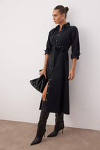 Trendyolmilla Mavi Kemer Detaylı Maxi Denim Elbise TWOAW26EL00044