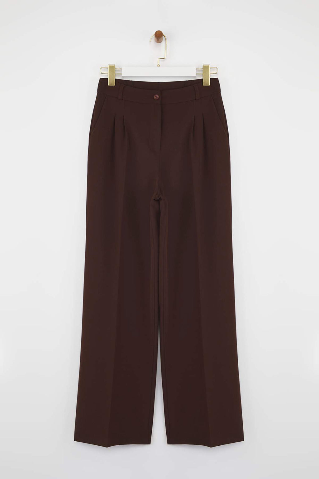 Trendyolmilla Siyah Pilili Wide Leg/Geniş Paça Dokuma Pantolon TWOAW25PL00109 Palazzo